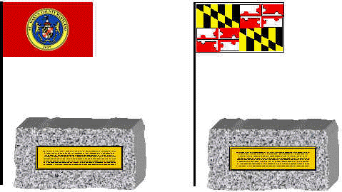 St. Mary's County and Maryland Flag with Stone Plaques